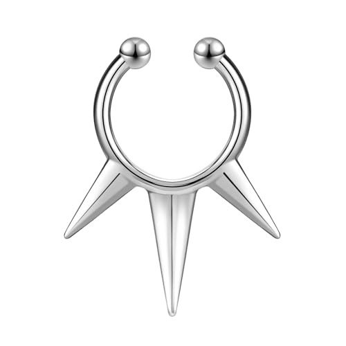 1PC Fake Septum Nose Ring Hoop, Non Pierced Nose Cuffs Faux Clicker Hanger 2