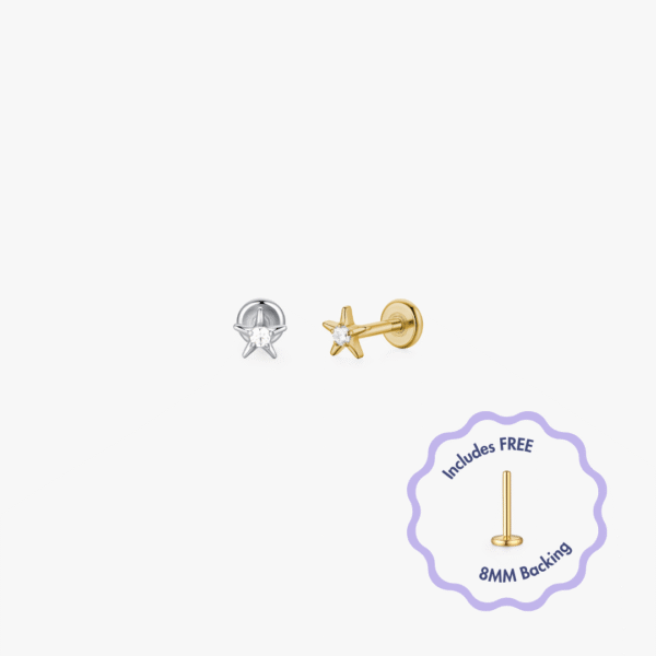 Ellie Star Titanium Flat Back Stud (Single)