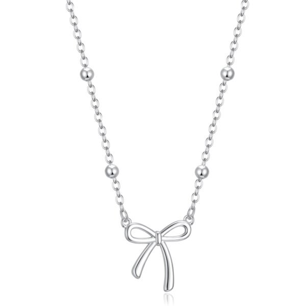 Valentines Day Gifts for Her - Dainty Bow Necklace for Women 14K Gold Plated Cute Choker Small Pendant Charm Necklaces
