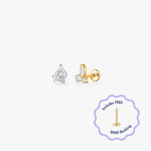 Mara Trio Gem Titanium Flat Back Stud (Single)
